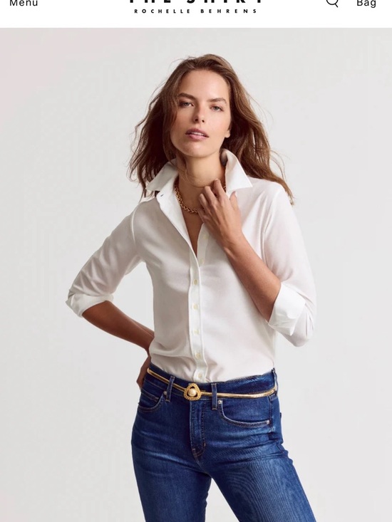 The Shirt by Rochelle Behrens Tops - “The Signature Shirt”, Cream blouse, No Gape technology